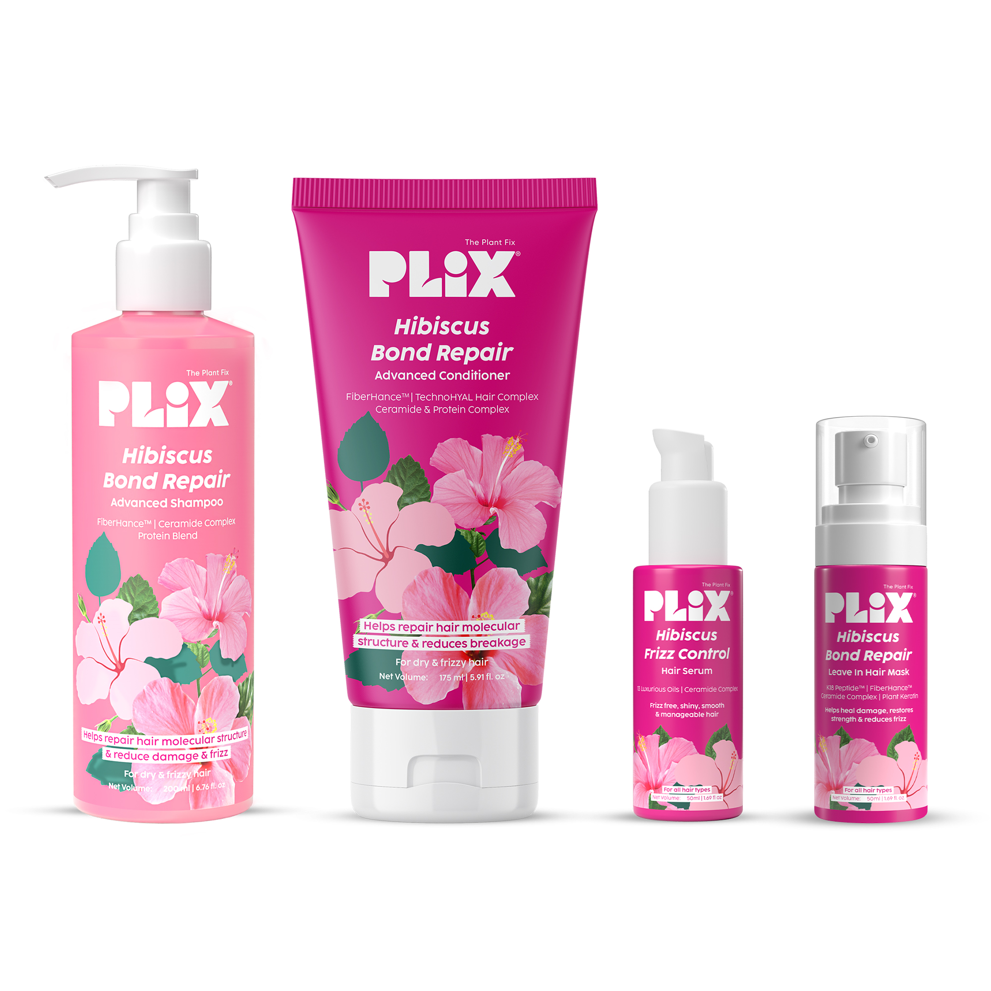 Hibiscus Bond Repair Combo with Shampoo, Conditioner, Serum & Mask