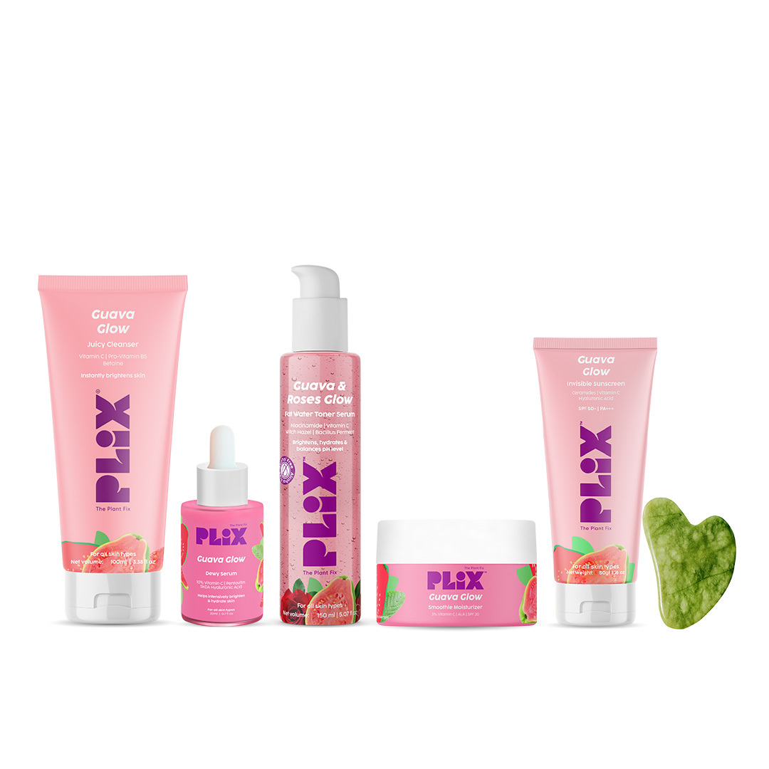 Guava Glow Regime with Cleanser, Toner, 10% Vitamin C, Moisturizer with Gua Sha