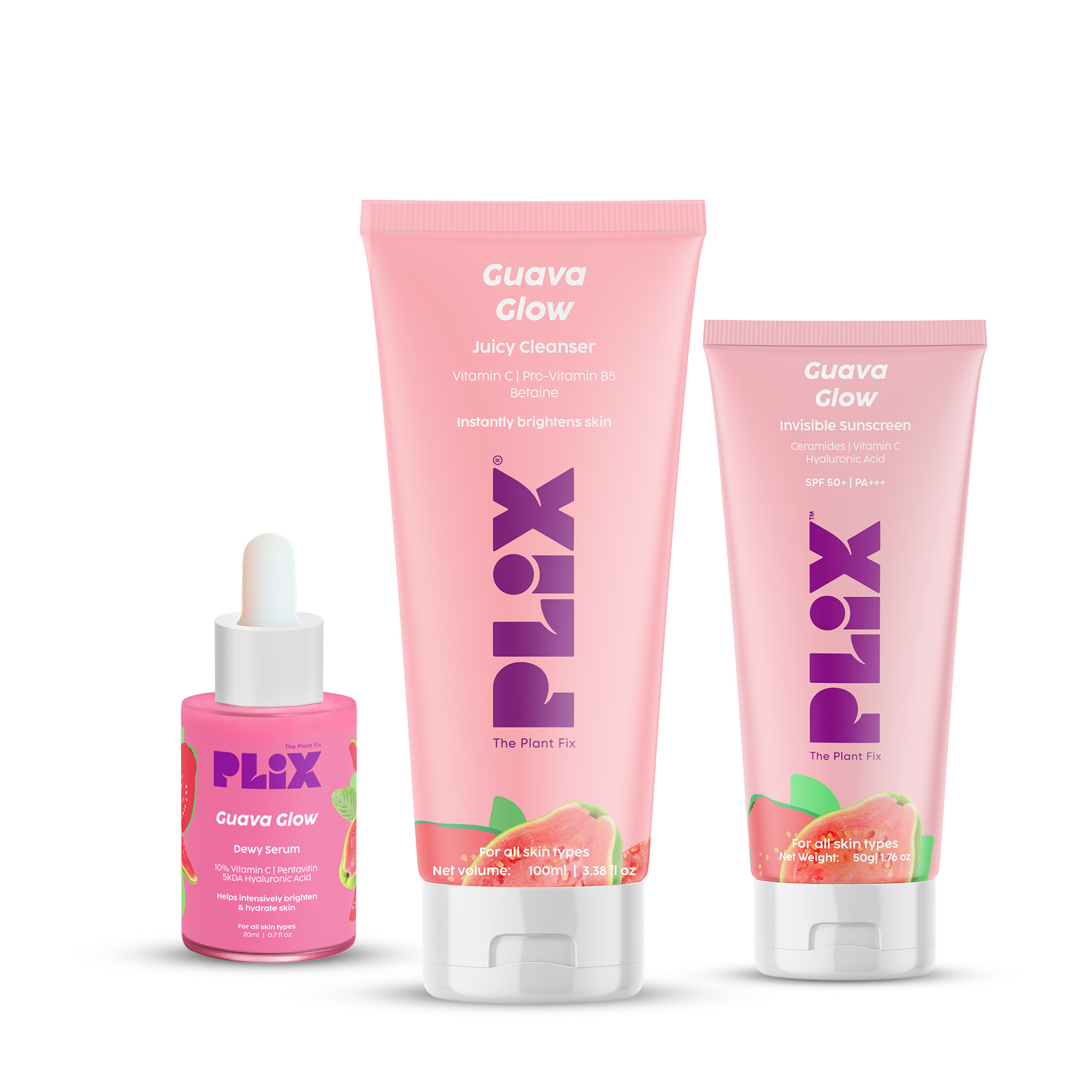 Guava Glow Juicy Cleanser For Skin Brightening With 10% Vitamin C Serum & Sunscreen